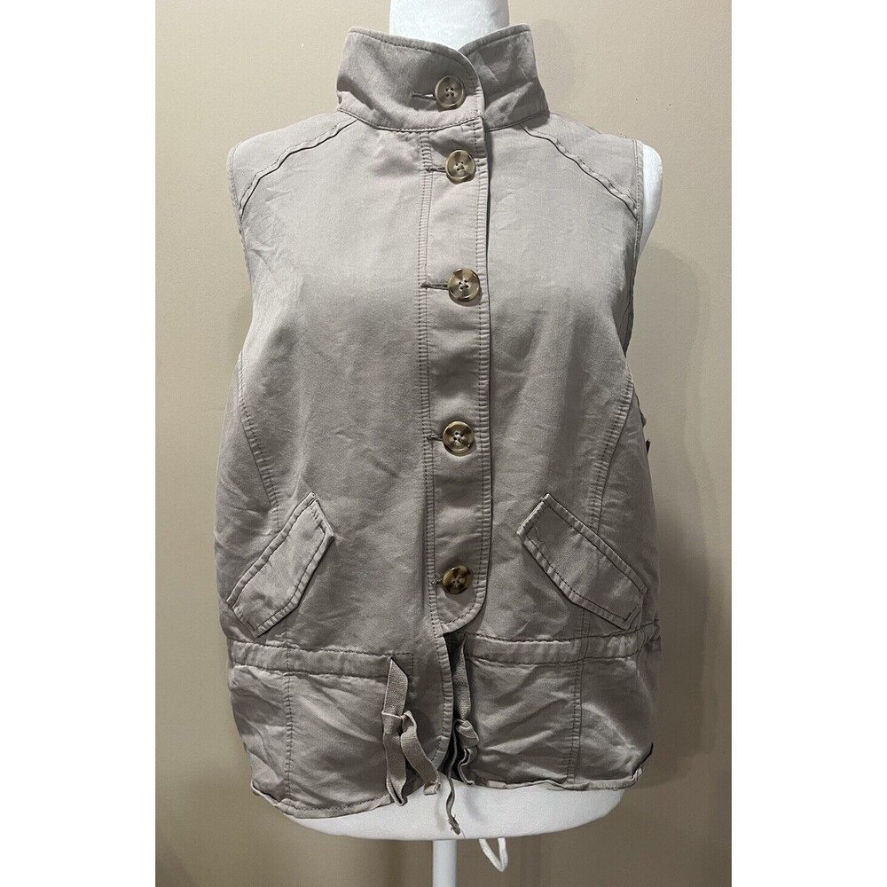 Old Navy Women Drawstring Waist Vest L Gorp Core, Utility, Lagenlook Military